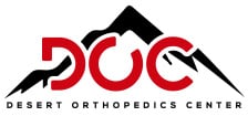 Desert Orthopedics Center logo featuring bold colors, modern design, and mountain imagery for strength.